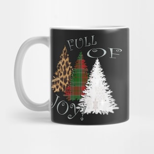 Cute Christmas Tree Shirts and other Products: Graphic Design Snowflake Plaid & Leopard FULL OF JOY Gift Mug